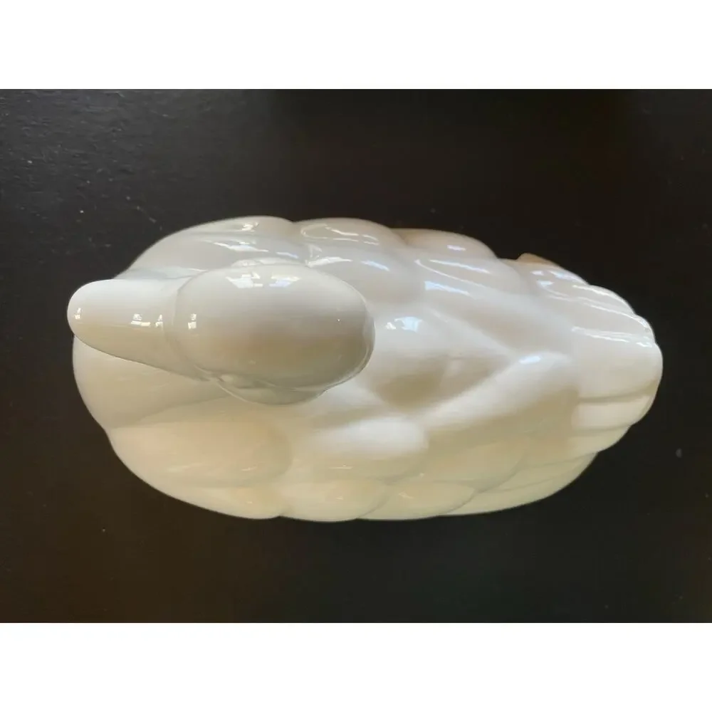 Vintage All White Ceramic Duck Soup Tureen with Lid and Ladle